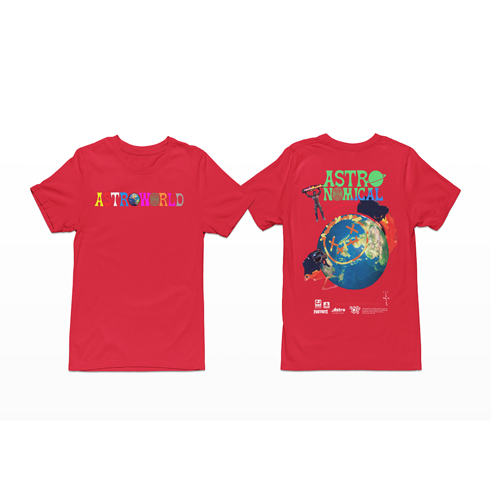 camisa básica vermelha estampa de astroworld travis scott