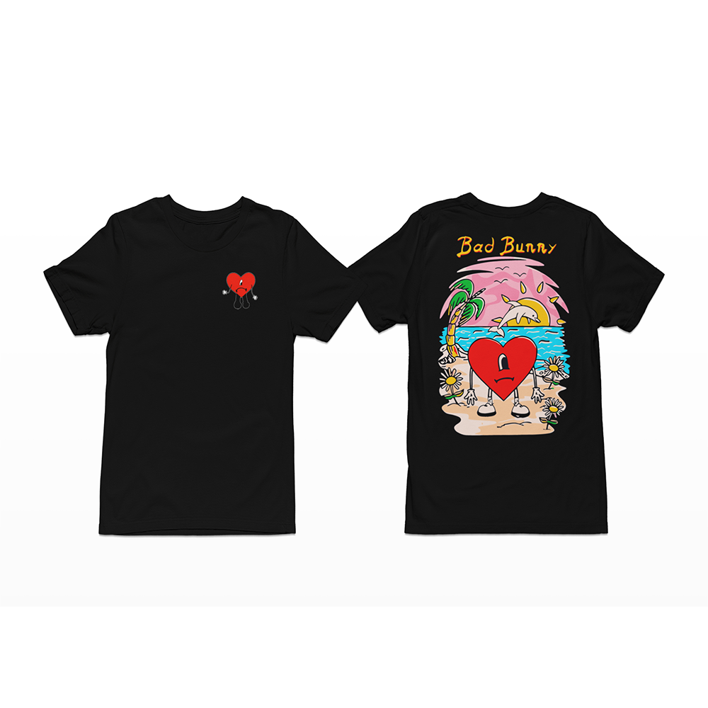 Camiseta Básica Heart Bad Bunny Preto