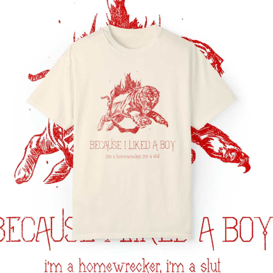 Camiseta Básica Sabrina Carpenter Because I Liked A Boy