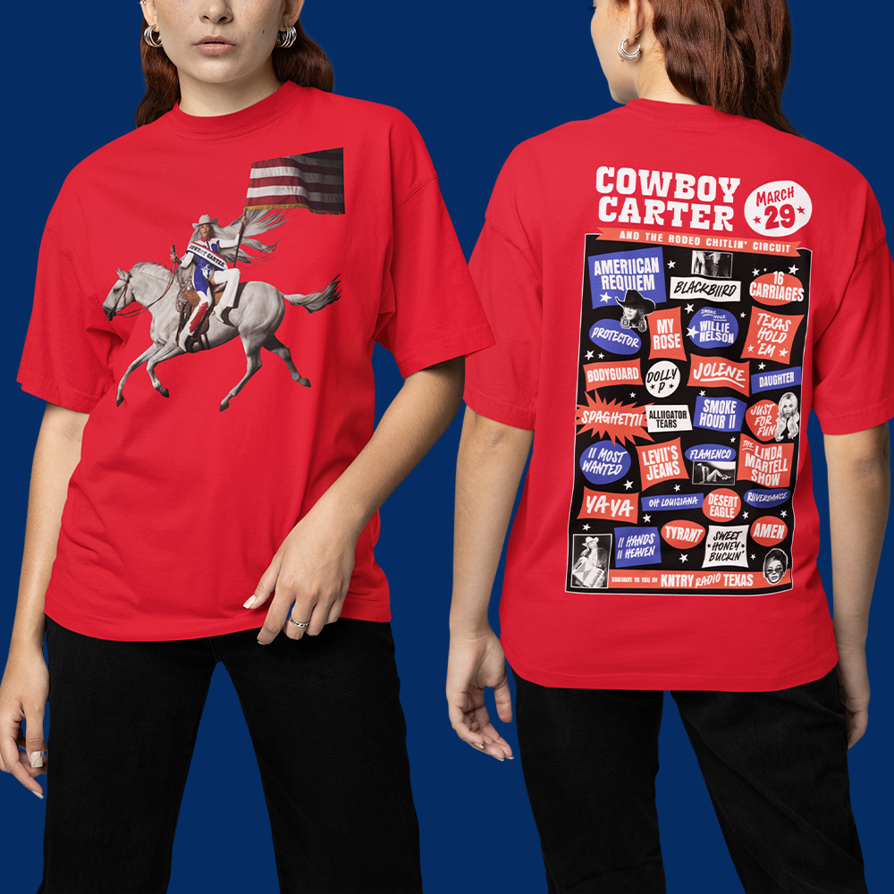 camiseta básica vermelha beyonce cowboy carter