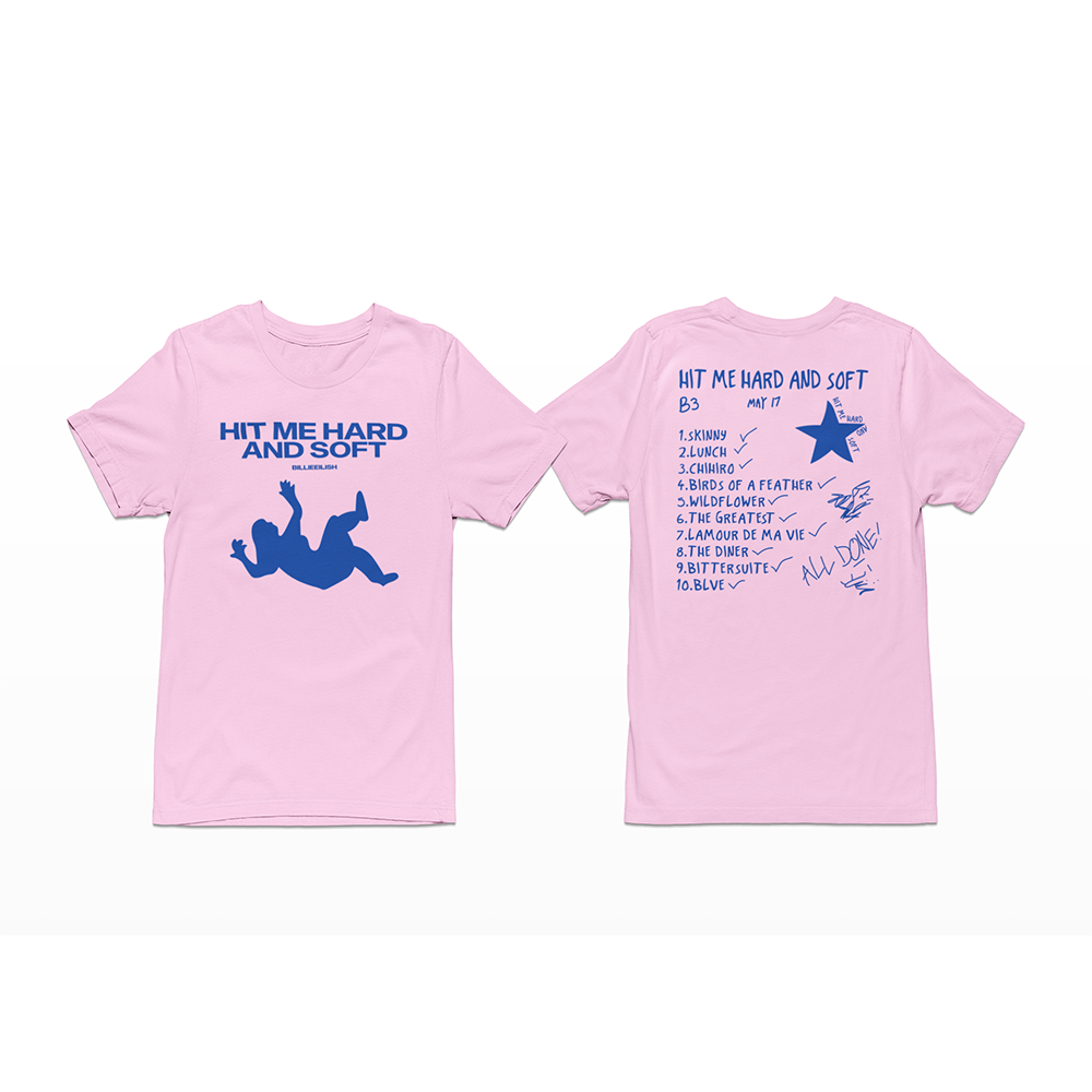 camiseta básica rosa bebê hit me hard and soft Billie Eilish