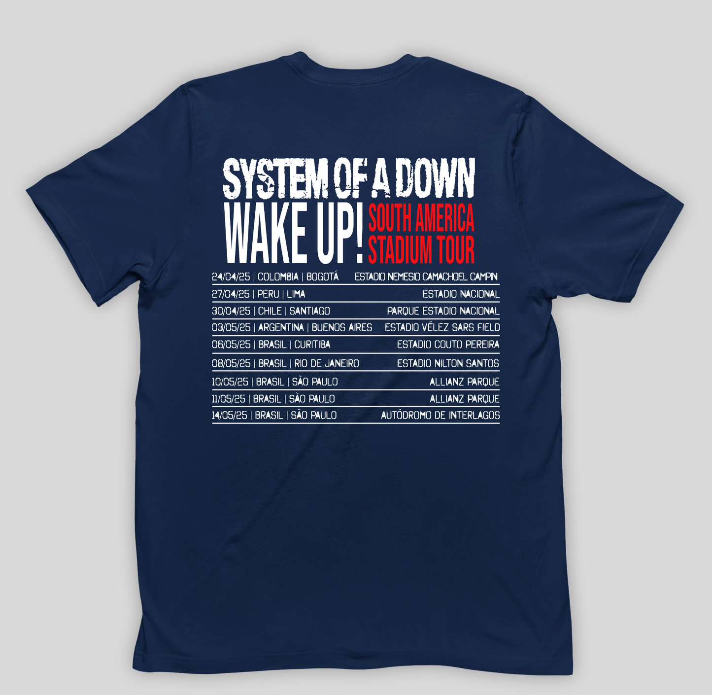 Camiseta Básica Sistem Of A Down Wake Up Stadium Tour