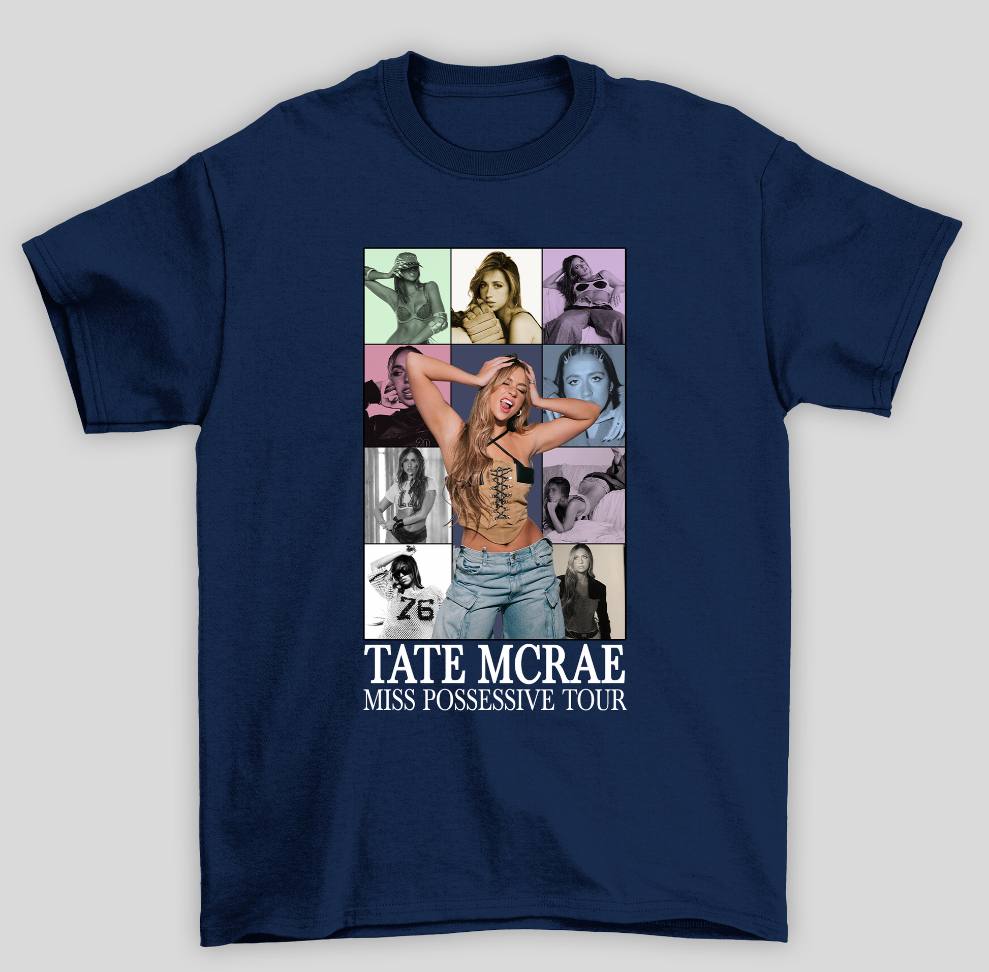 Camiseta Básica Tate McRae M. Possessive Tour- azul-marinho