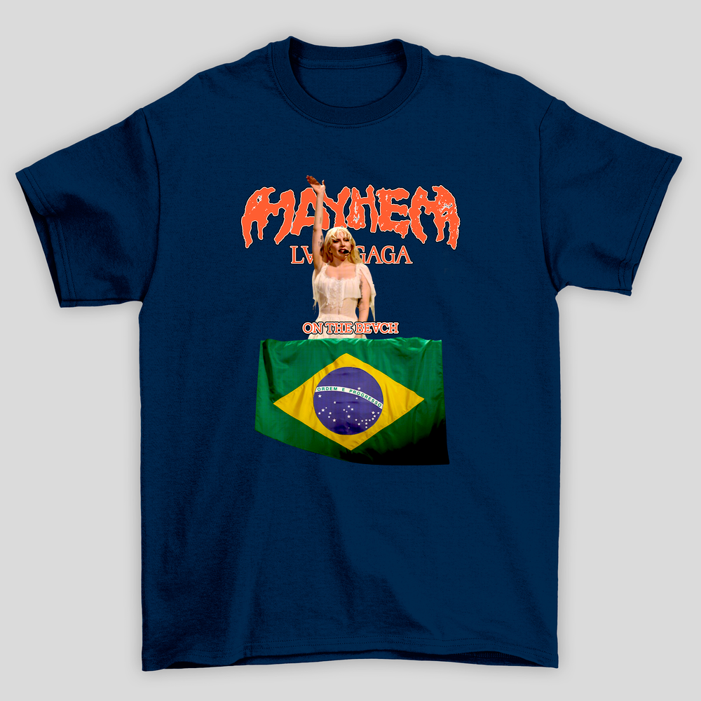 Camiseta Básica Lady Gaga Mayhem On The Beach Brasil