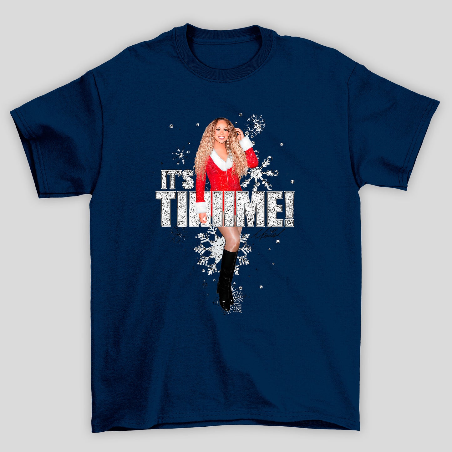 Camiseta Básica Christmas Mariah Carey It's Tiiime ! Natal
