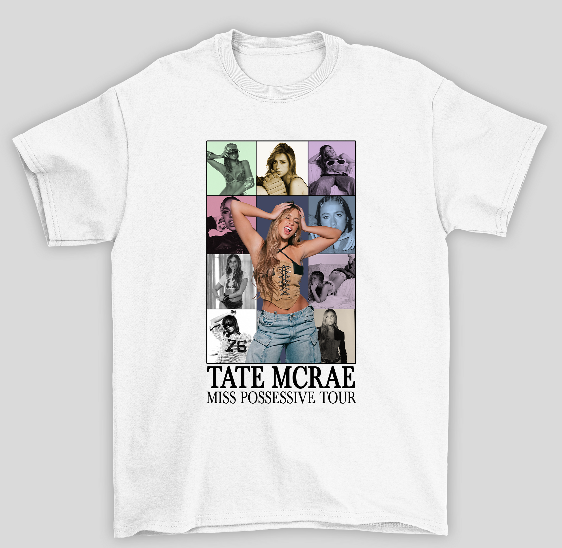 Camiseta Básica Tate McRae M. Possessive Tour- branco