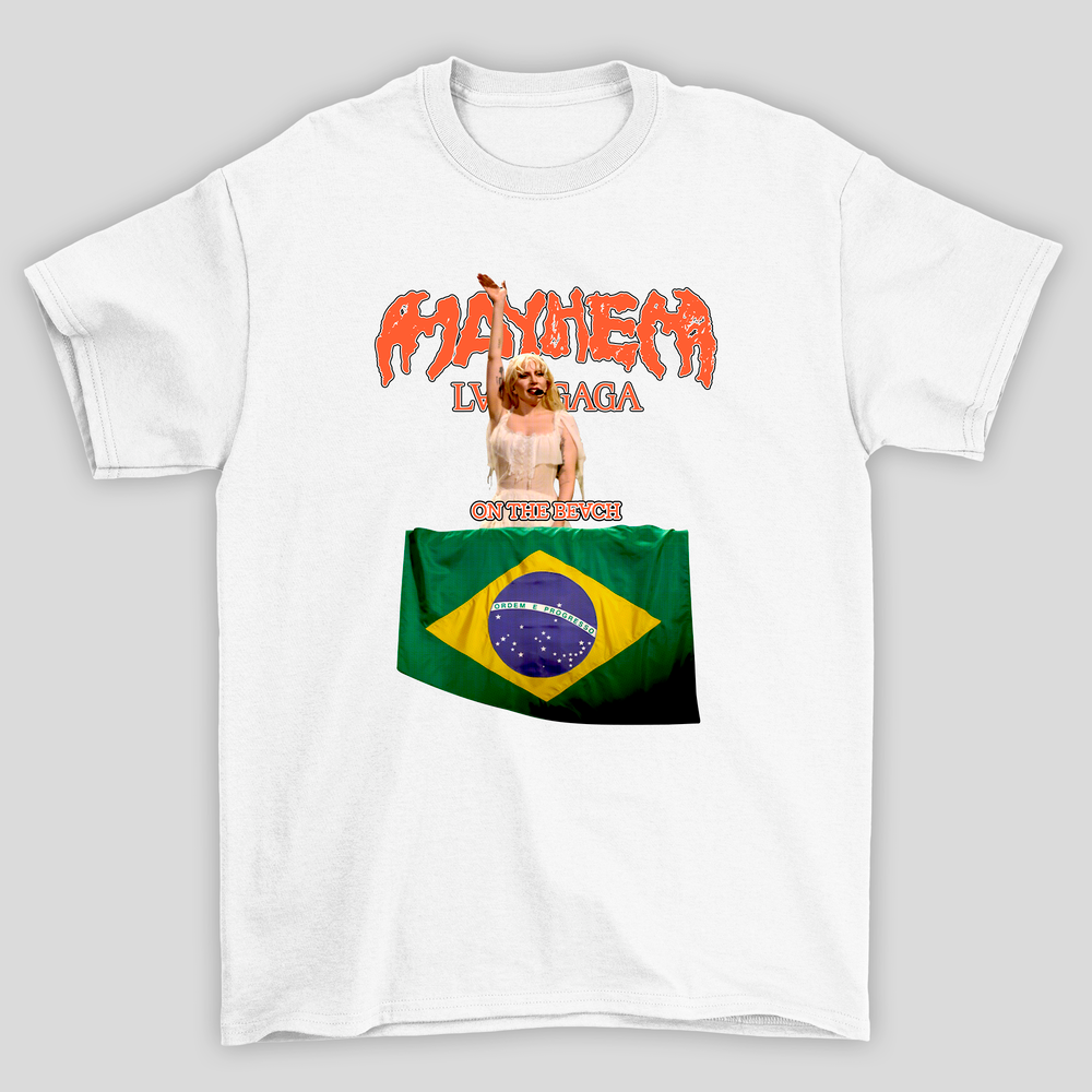 Camiseta Básica Lady Gaga Mayhem On The Beach Brasil