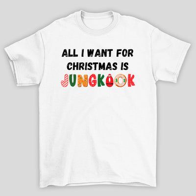 Camiseta Básica Christmas BTS All I Want For Christmas Is Jungkook