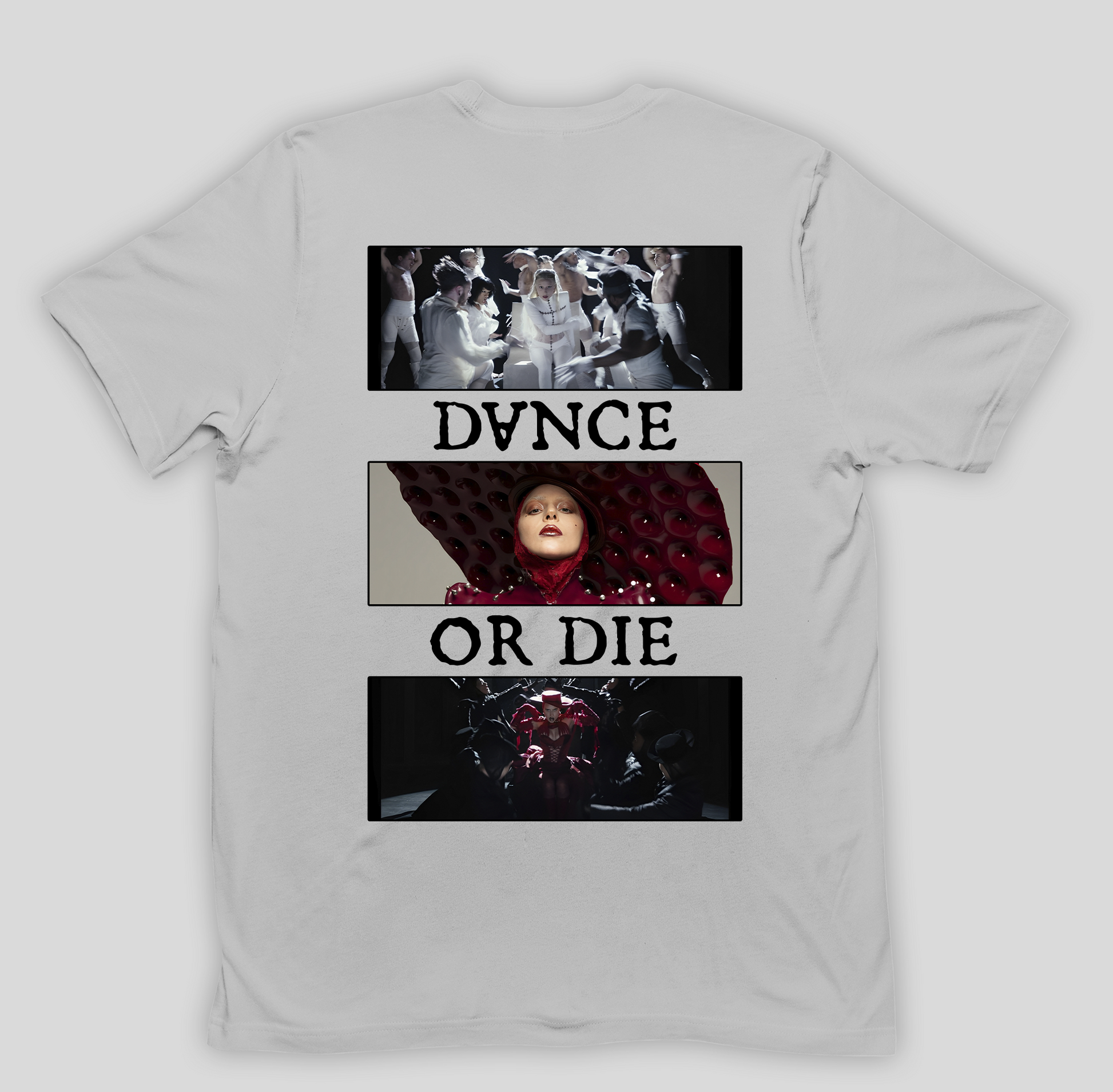 Camiseta Básica Lady Gaga Dance Or Die- CINZA