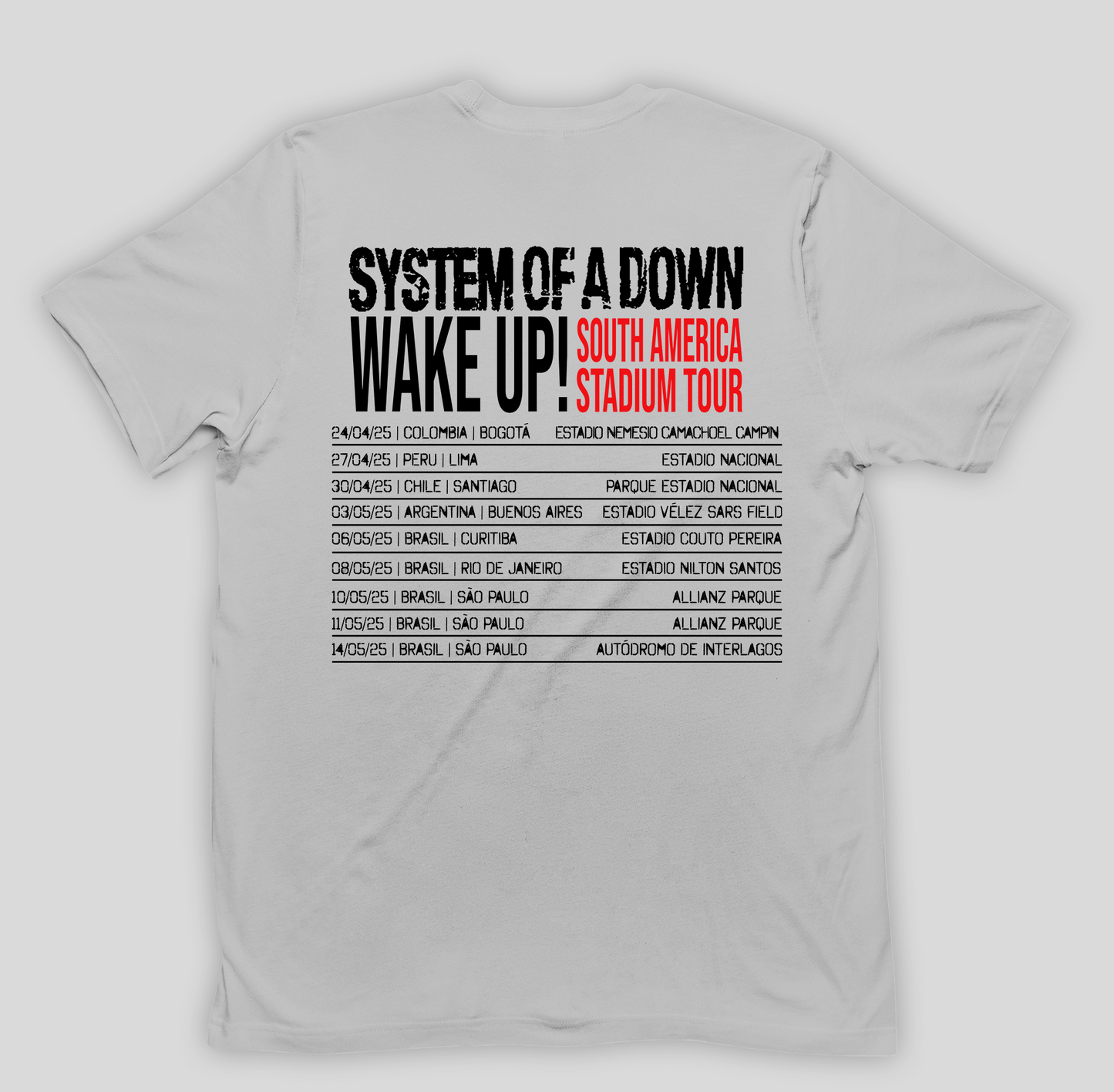 Camiseta Básica Sistem Of A Down Wake Up Stadium Tour