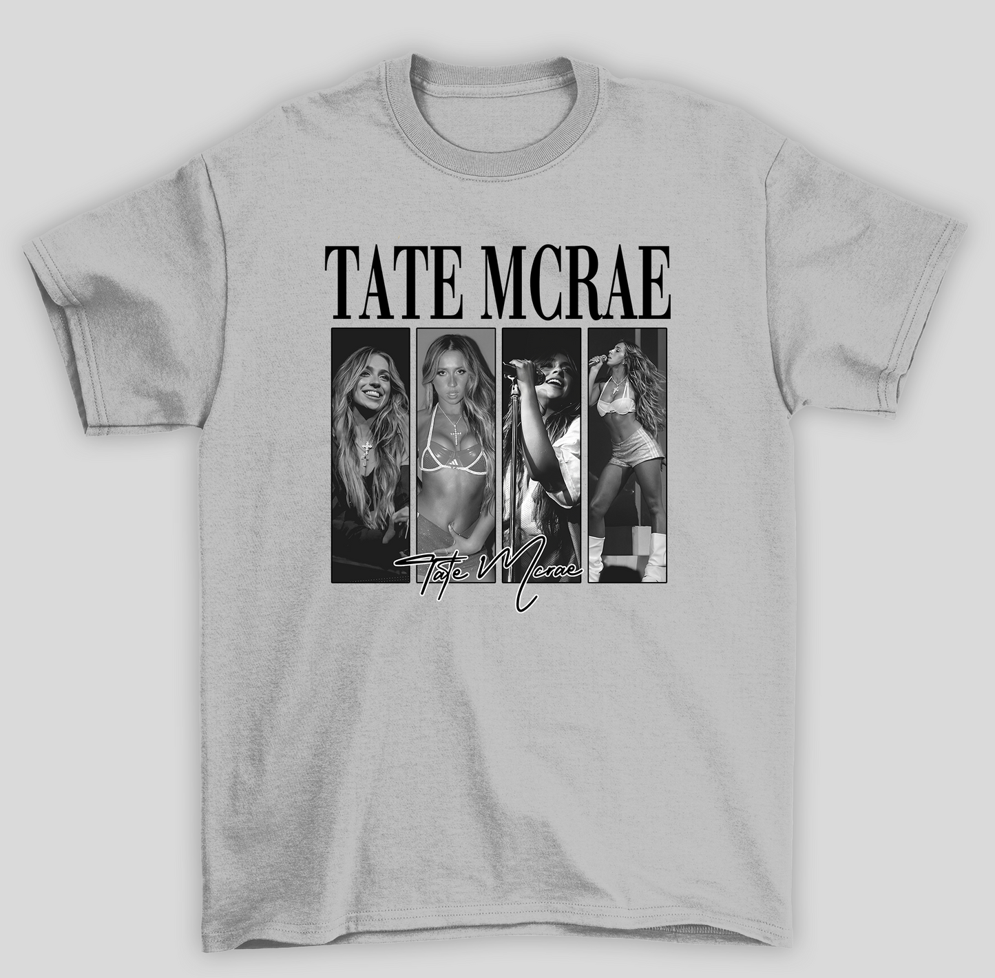 Camiseta Básica Tate McRae Collage- cinza