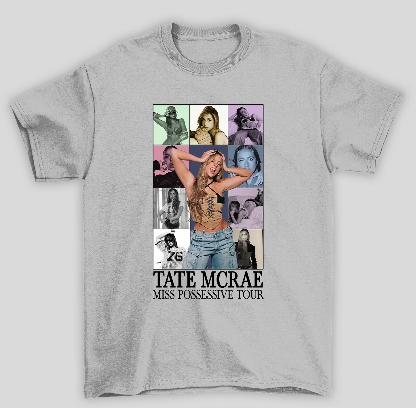 Camiseta Básica Tate McRae M. Possessive Tour- cinza