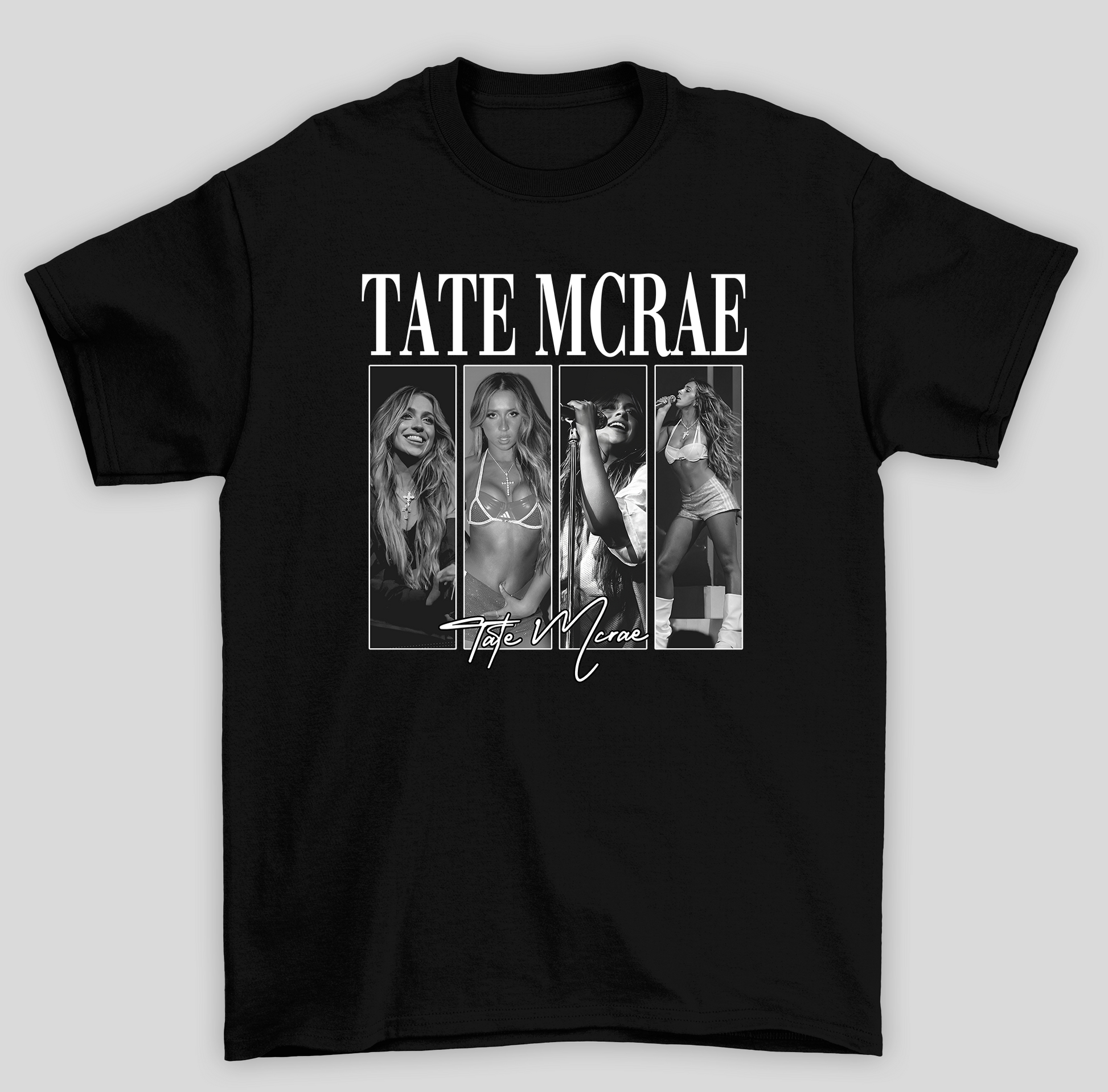 Camiseta Básica Tate McRae Collage- preto