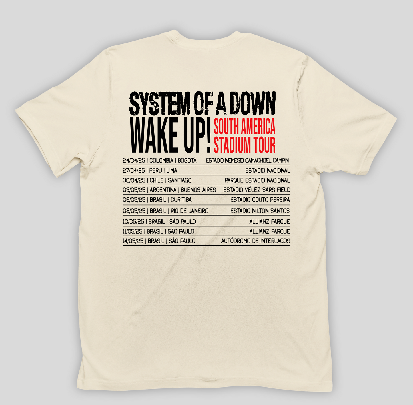 Camiseta Básica Sistem Of A Down Wake Up Stadium Tour