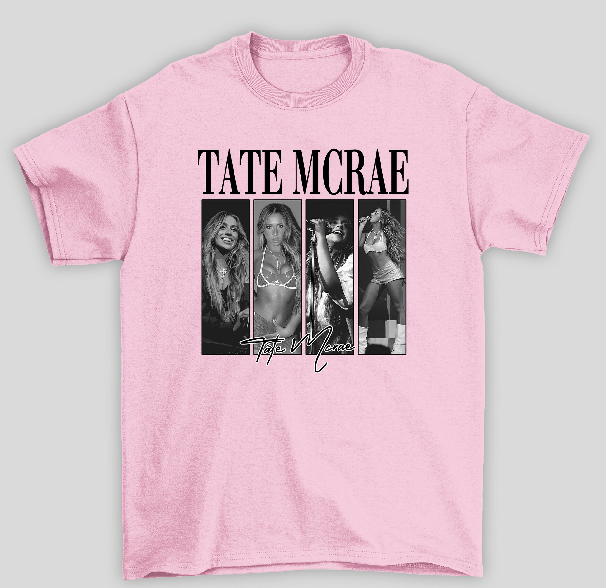 Camiseta Básica Tate McRae Collage- rosa bebe