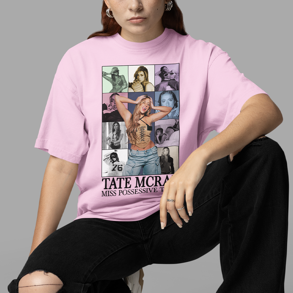 Camiseta Básica Tate McRae M. Possessive Tour- rosa bebe