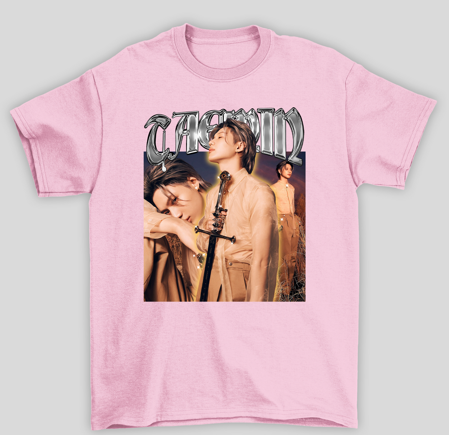 Camiseta Básica Shinee Taemin Collab Photo- rosa bebe