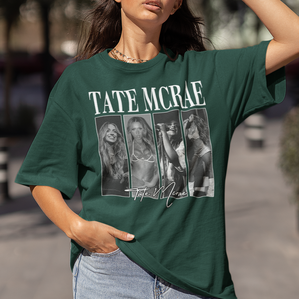 Camiseta Básica Tate McRae Collage- verde