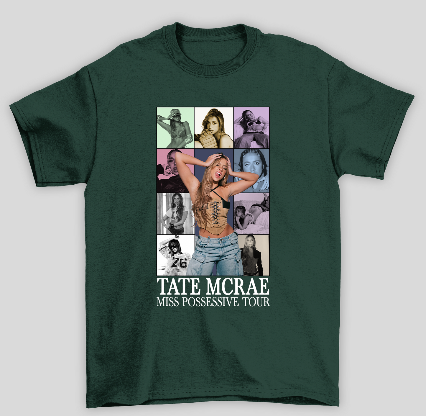 Camiseta Básica Tate McRae M. Possessive Tour- verde