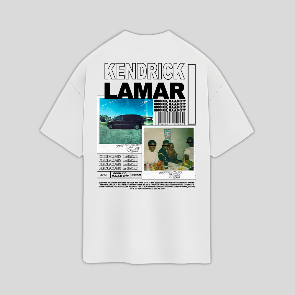 Camiseta Oversized Kendric Lamar Good Kid - branco