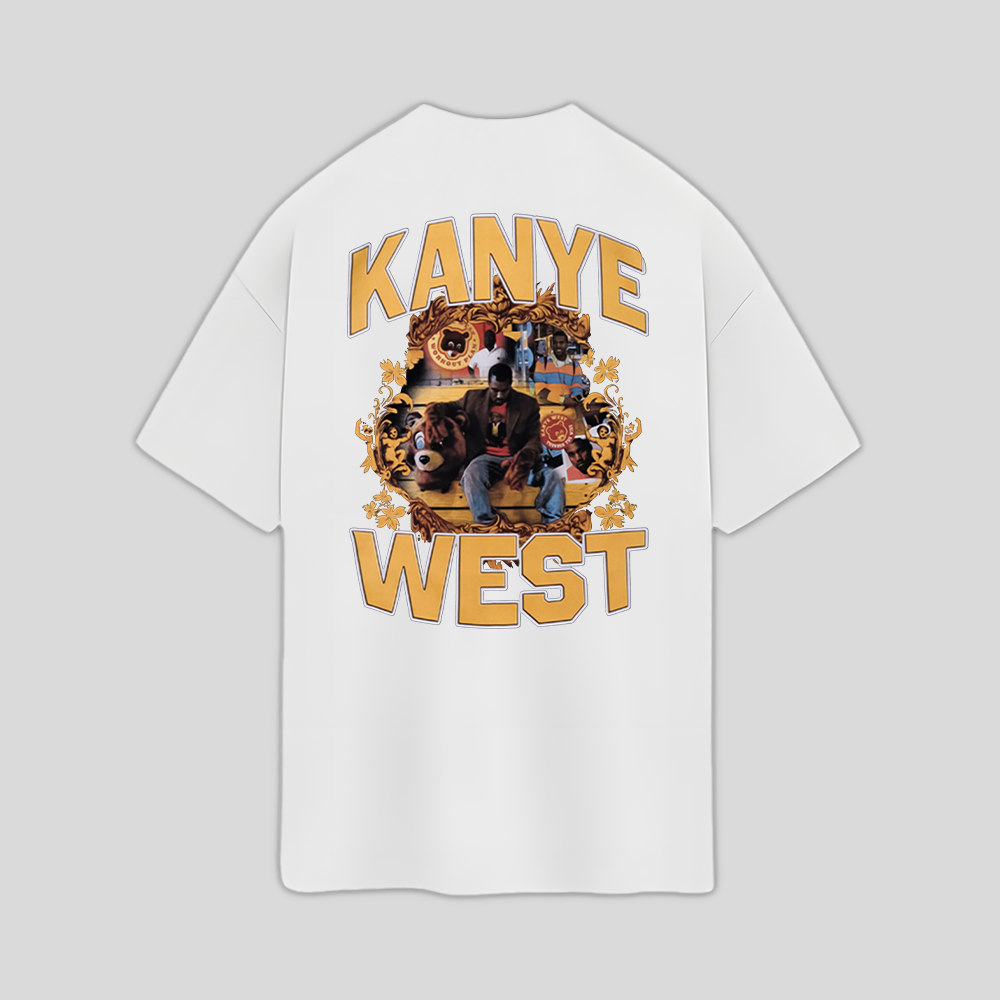 Camiseta Oversized Kanye West Dropout Rapper- branco