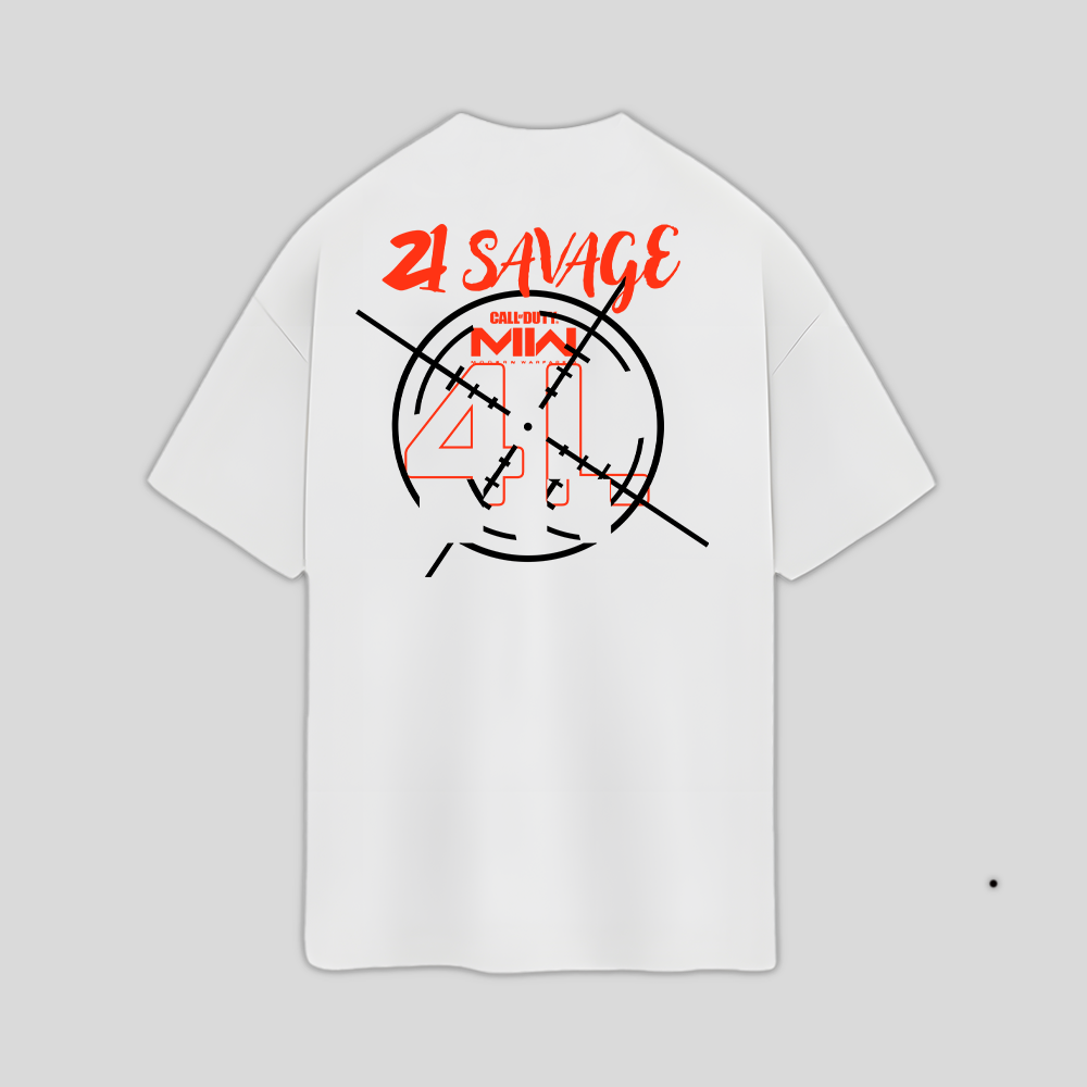 Camiseta Oversized 21 Savage Story American Dream- branco