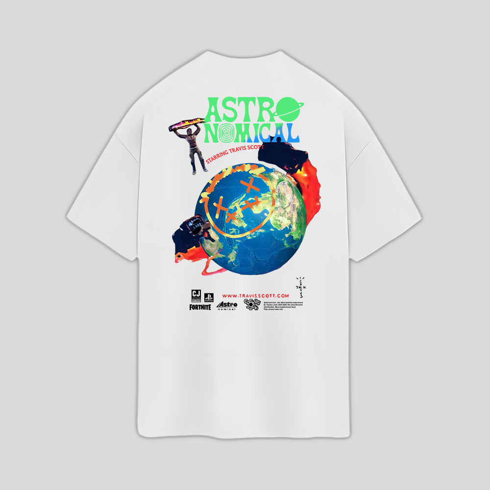 Camiseta Oversized Travis Scott Astroworld Logo- branco