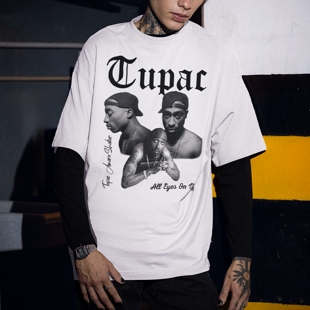 Camiseta Oversized Tupac Rapper 2pac- branco