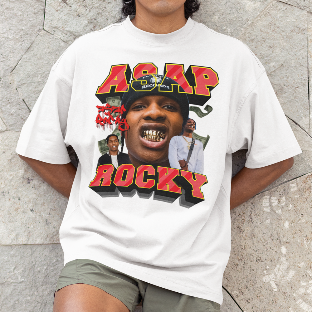 Camiseta Oversized Asap Rocky Merch- branco