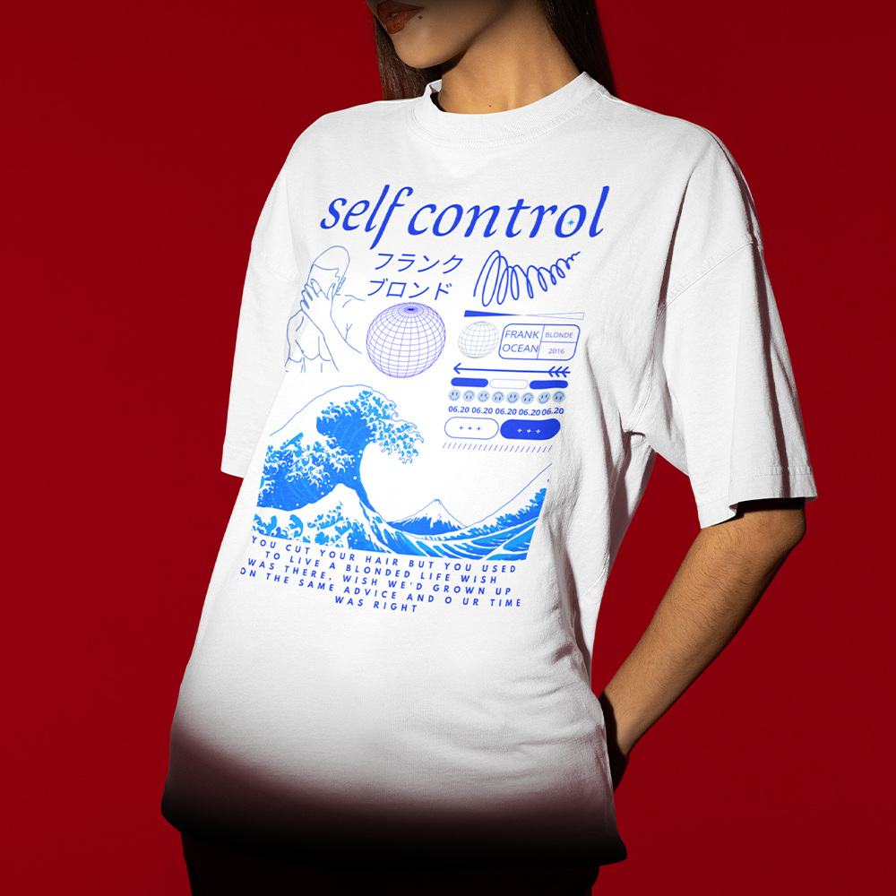 Camiseta Oversized Frank Ocean Self Control- branco