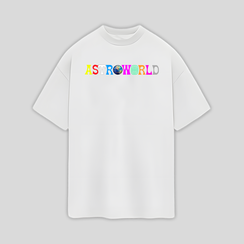 Camiseta Oversized Travis Scott Astroworld Logo- branco