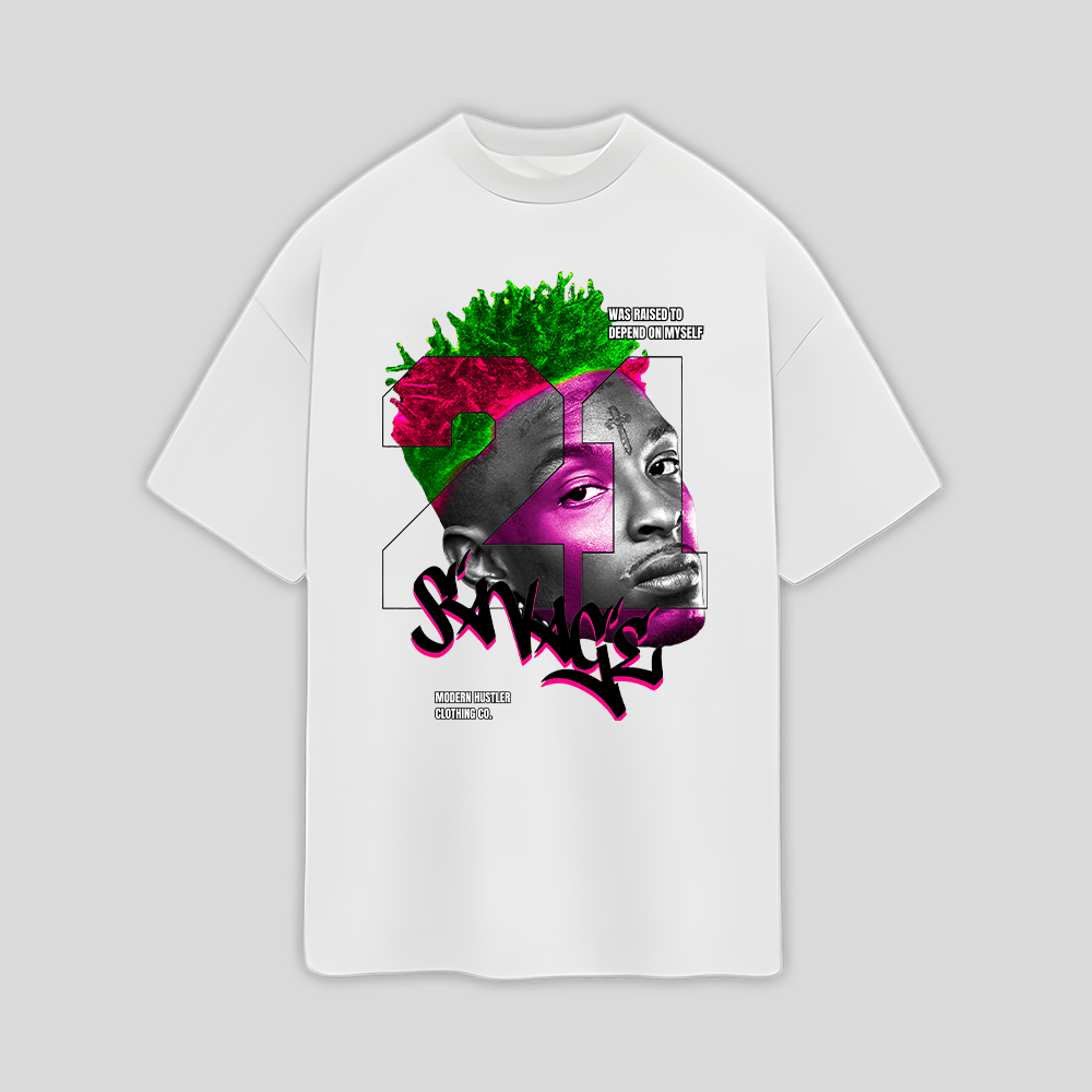 Camiseta Oversized 21 Savage Retro Aesthetic- branco