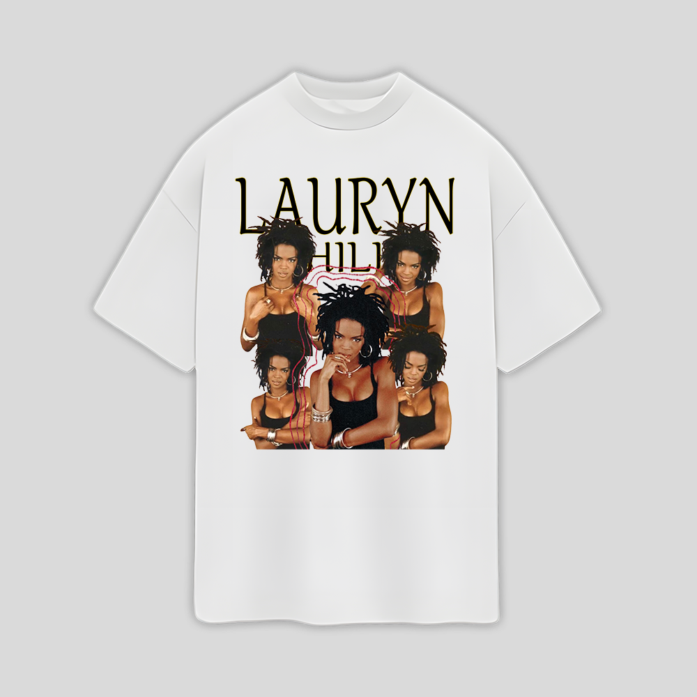 Camiseta Oversized Lauryn Hill Retro 90's- BRANCO