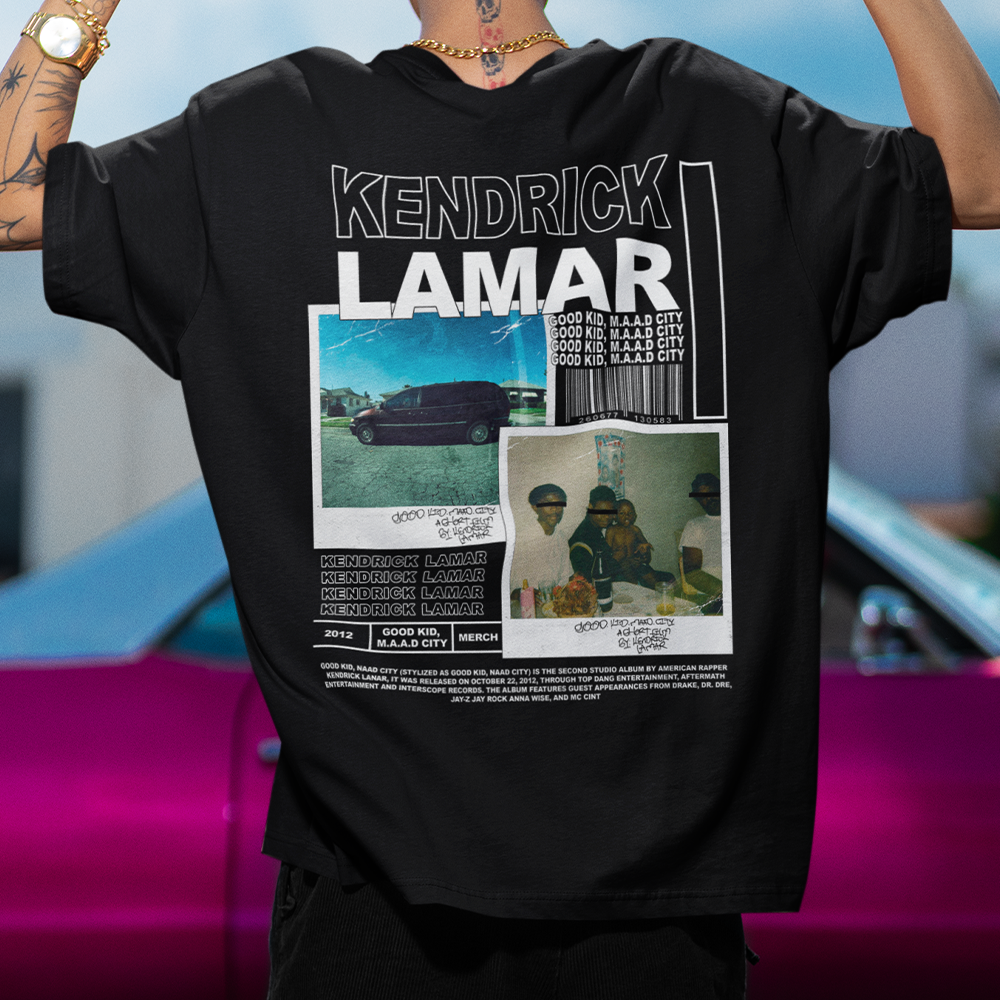 Camiseta Oversized Kendric Lamar Good Kid - preto