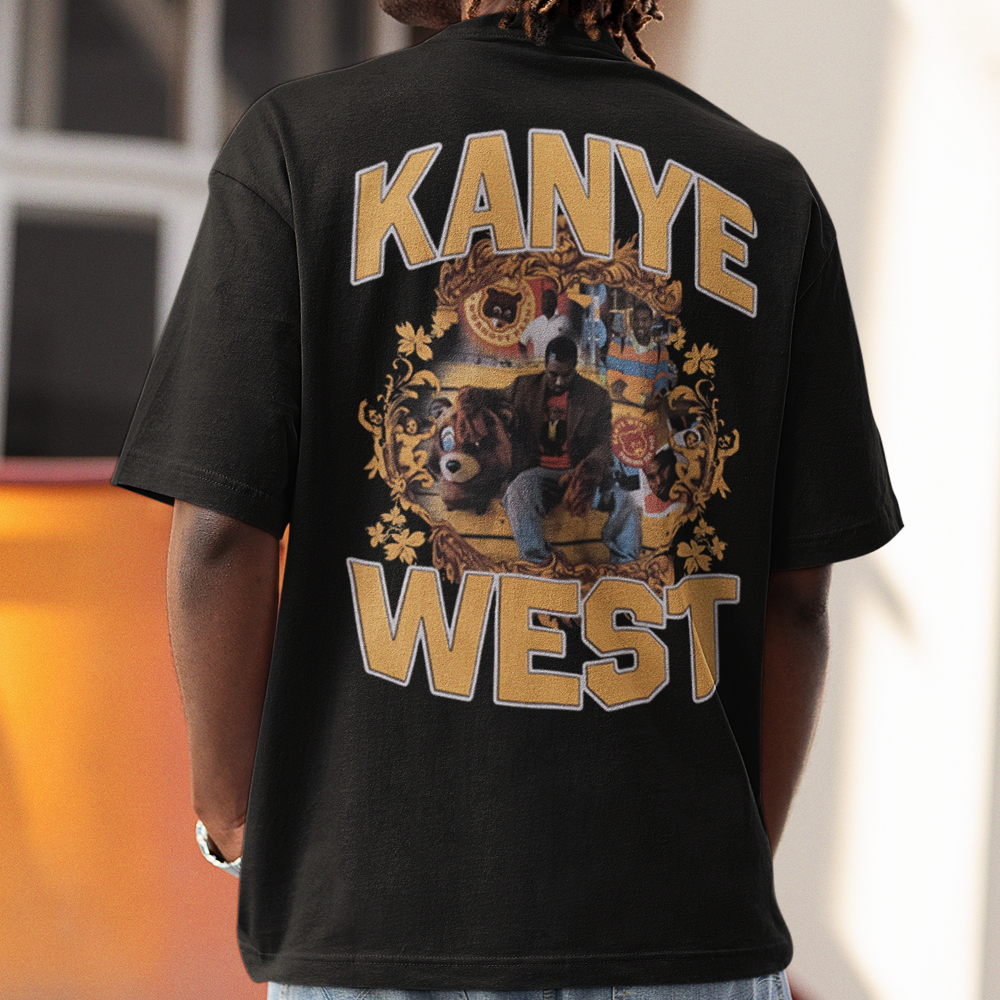 Camiseta Oversized Kanye West Dropout Rapper- preto