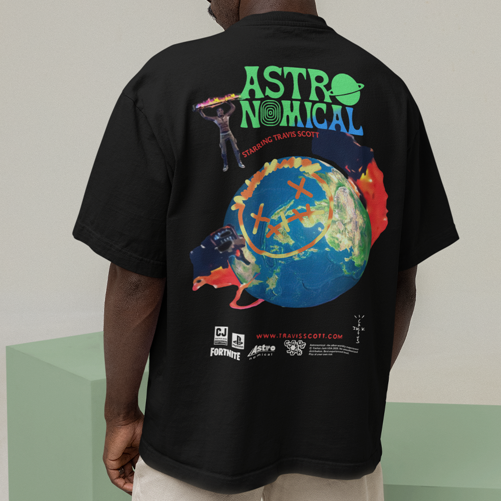 Camiseta Oversized Travis Scott Astroworld Logo- preto