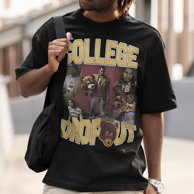 Camiseta Oversized Kanye West Dropout Rapper- preto