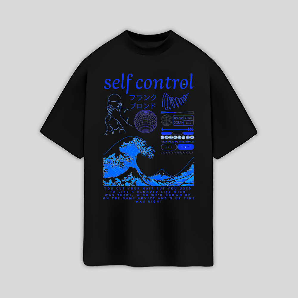 Camiseta Oversized Frank Ocean Self Control- preto