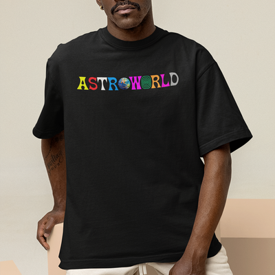 Camiseta Oversized Travis Scott Astroworld Logo- preto