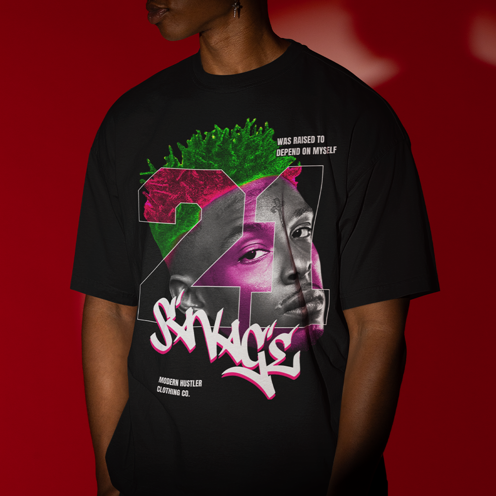 Camiseta Oversized 21 Savage Retro Aesthetic- preto