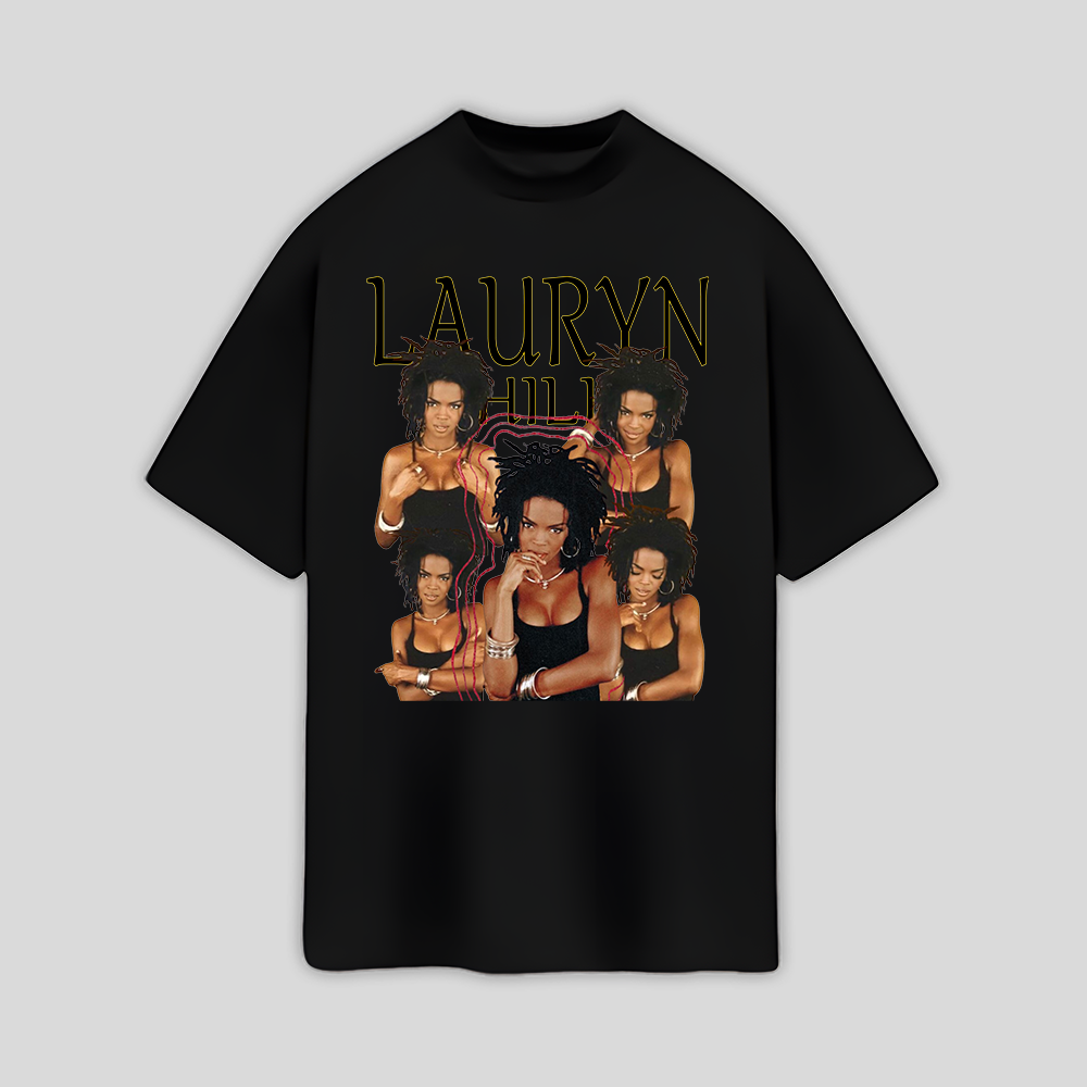 Camiseta Oversized Lauryn Hill Retro 90's- PRETO