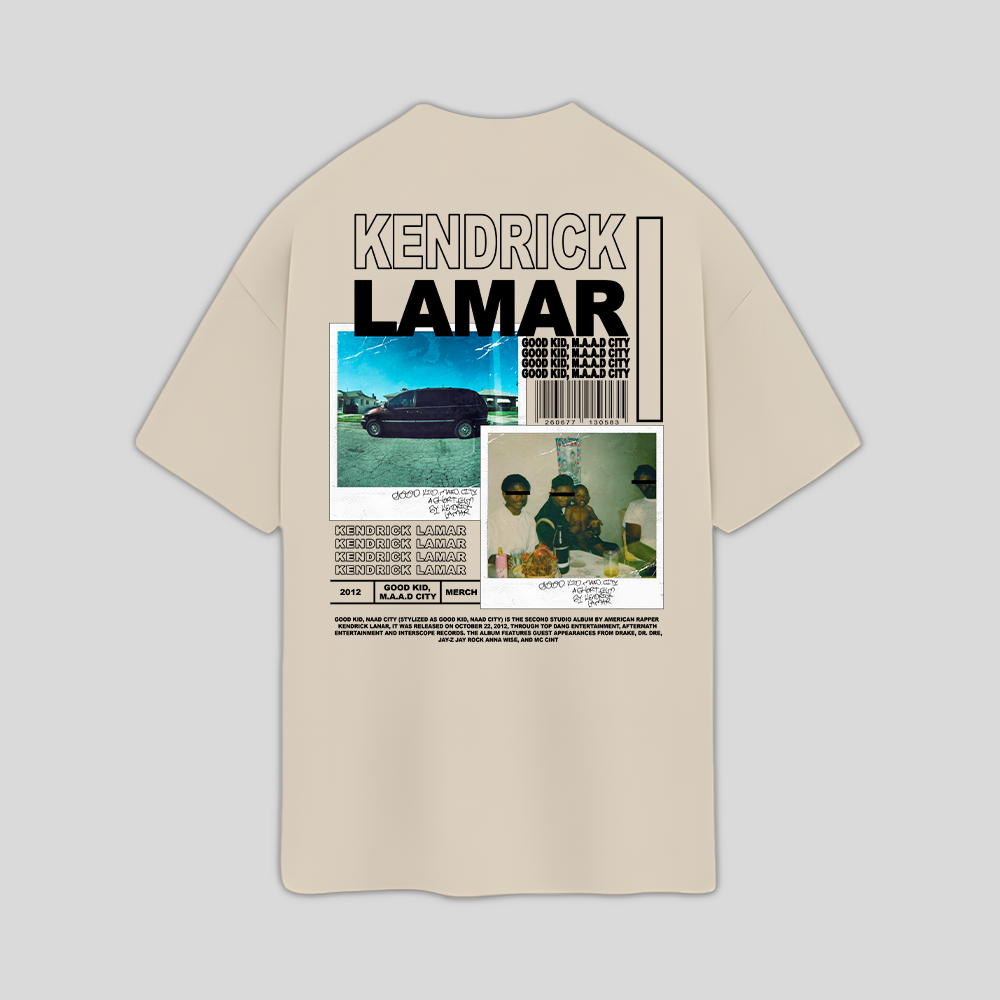 Camiseta Oversized Kendric Lamar Good Kid - pérola