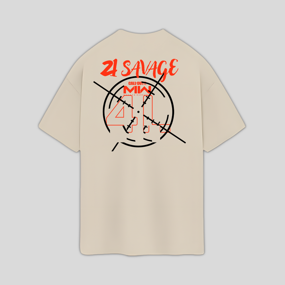 Camiseta Oversized 21 Savage Story American Dream- pérola