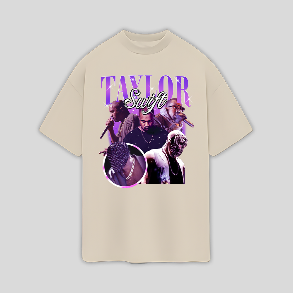 Camiseta Oversized Taylor Swift X Kanye West Meme- PÉROLA