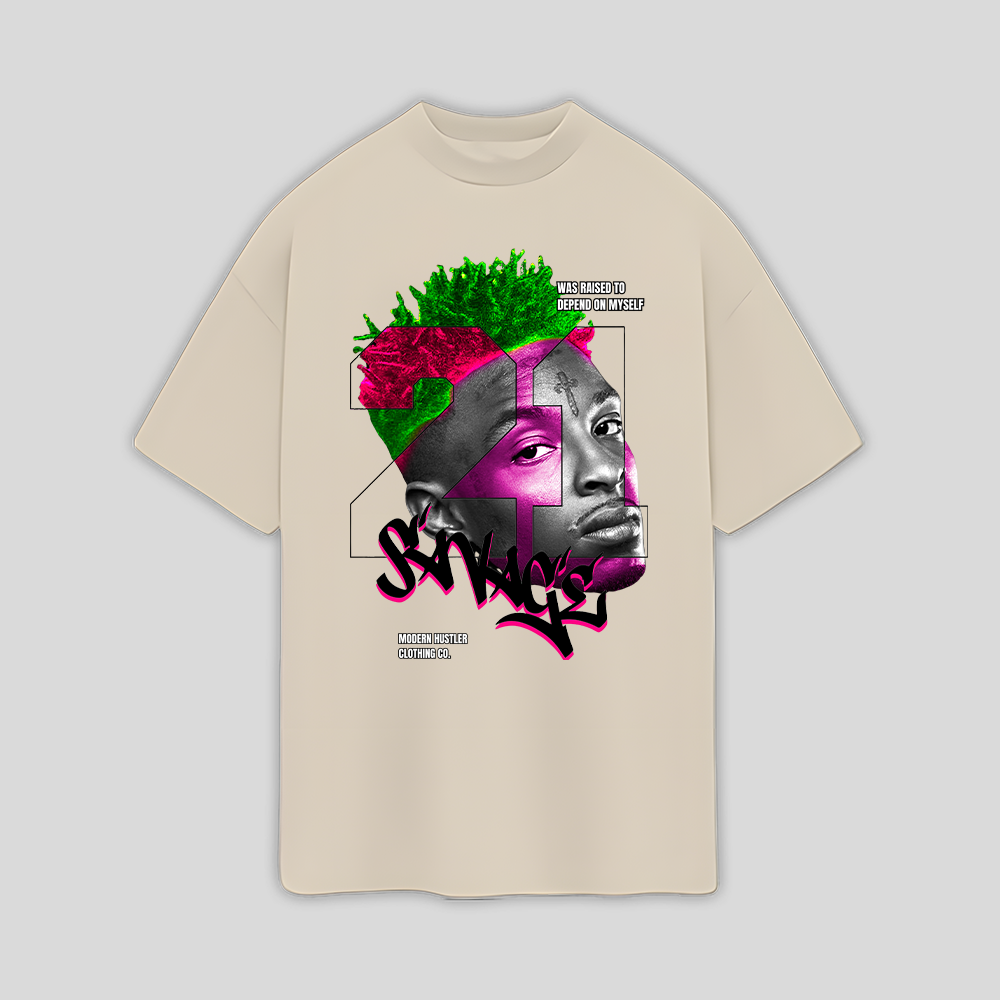 Camiseta Oversized 21 Savage Retro Aesthetic- pérola