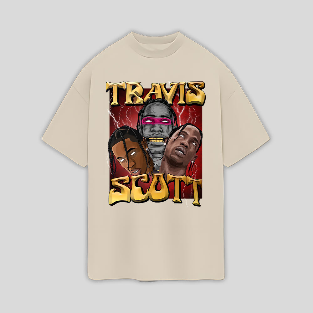 Camiseta Oversized Travis Scott Collab Graphic- pérola