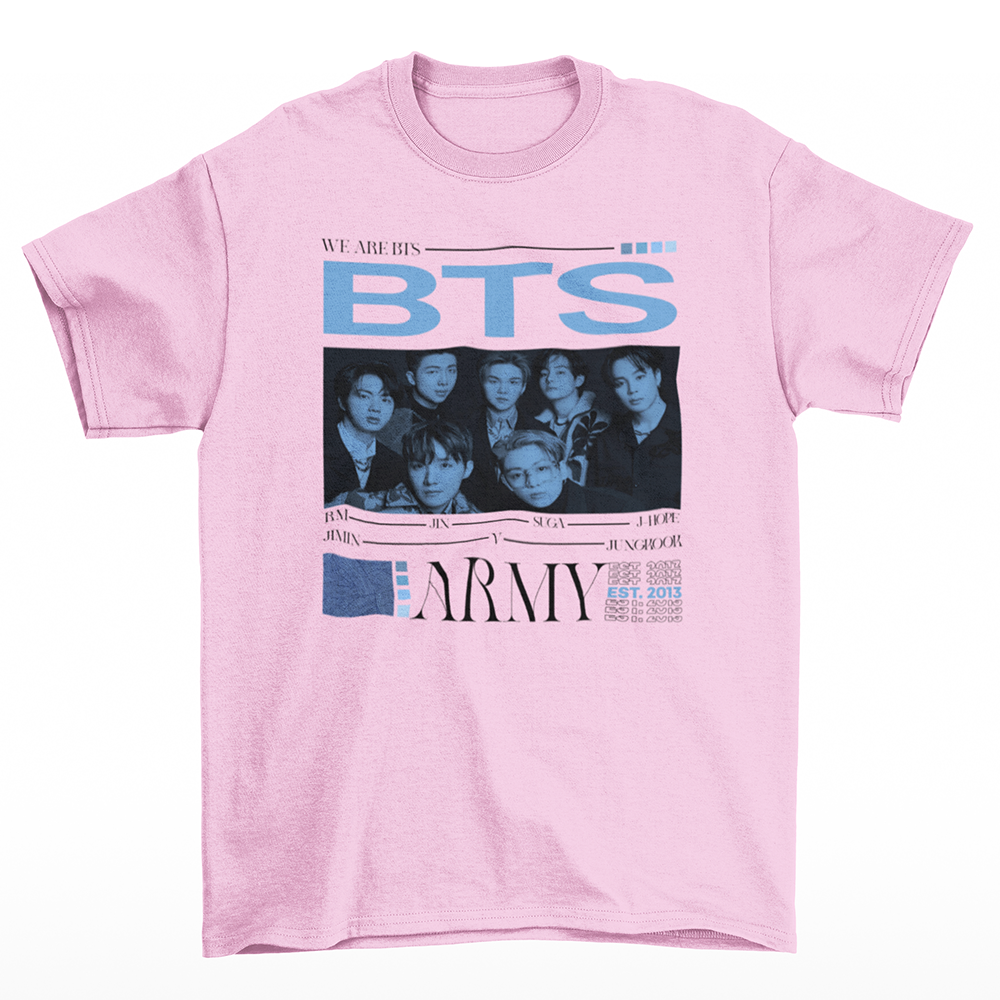 Camiseta Básica BTS We Are BTS- rosa bebe