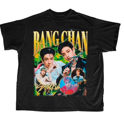Camiseta Básica Stray Kids Bang Chan Retro