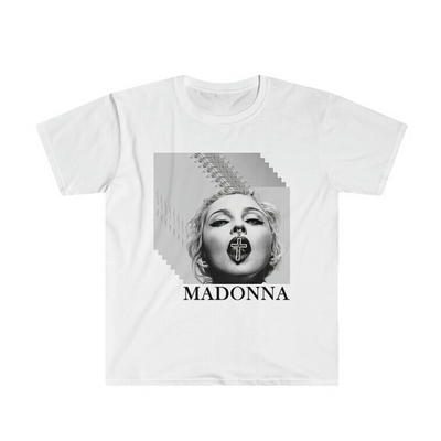 Camiseta Básica Madonna Black & White Minimalist Branco