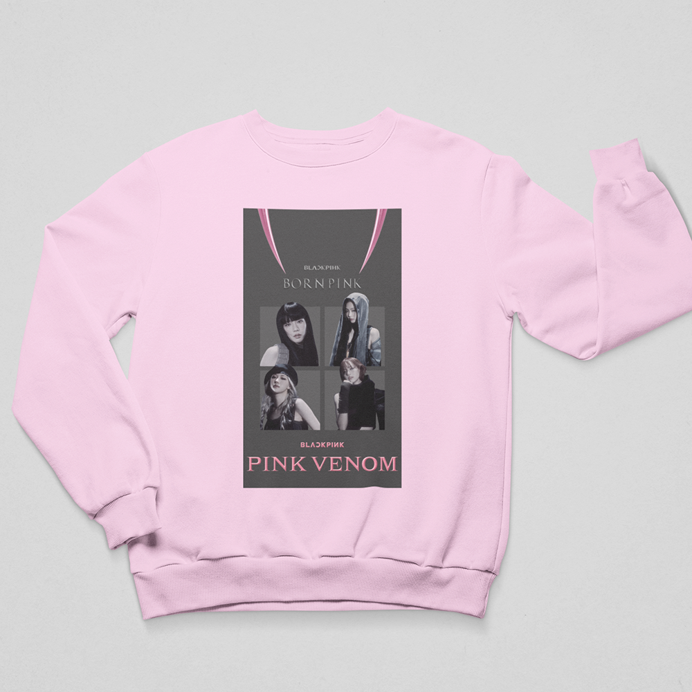 Moletom Gola Redonda Pink Venom Classic Blackpink-ROSA BEBE